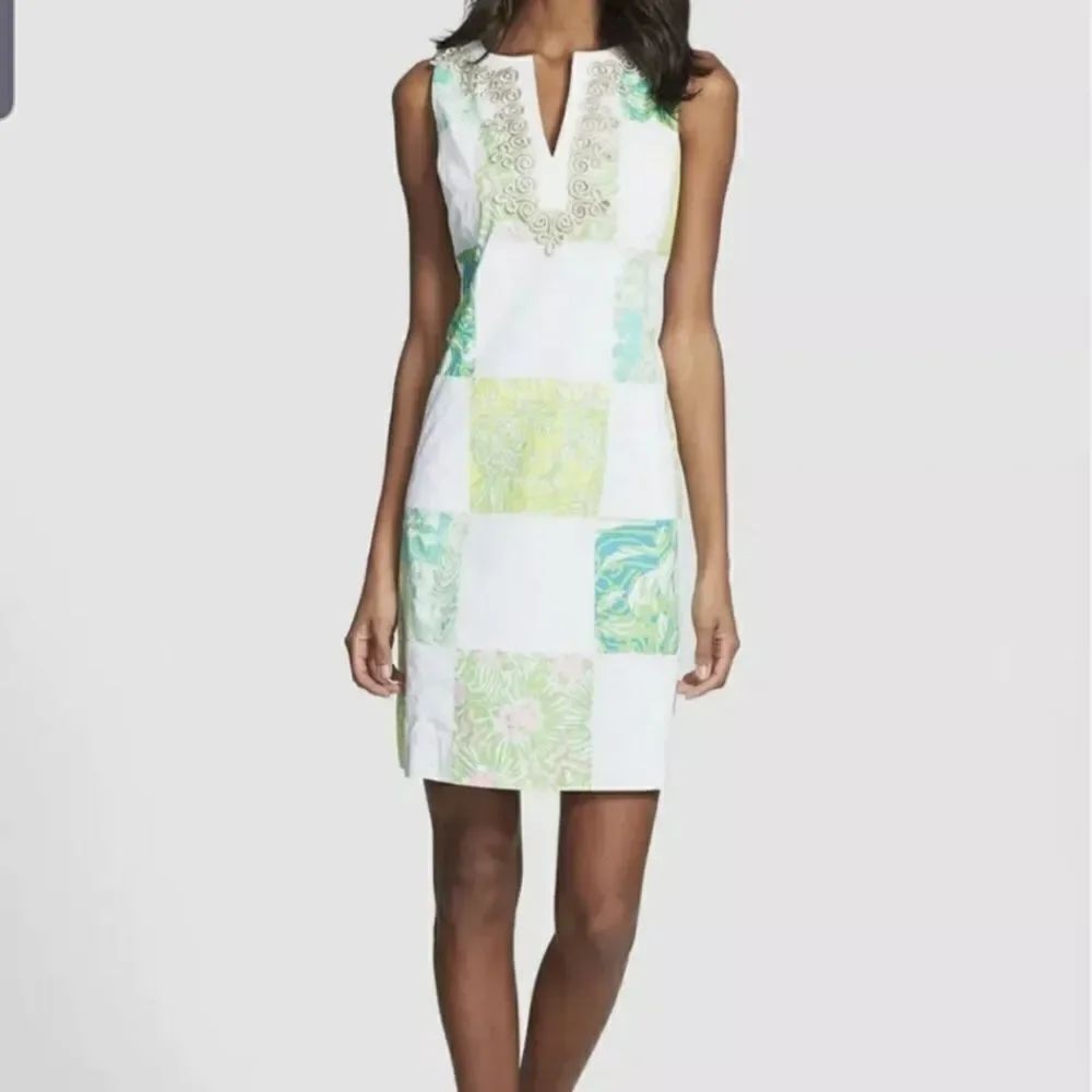 Lilly Pulitzer Janice shift resort dress white lioness patch sz 00